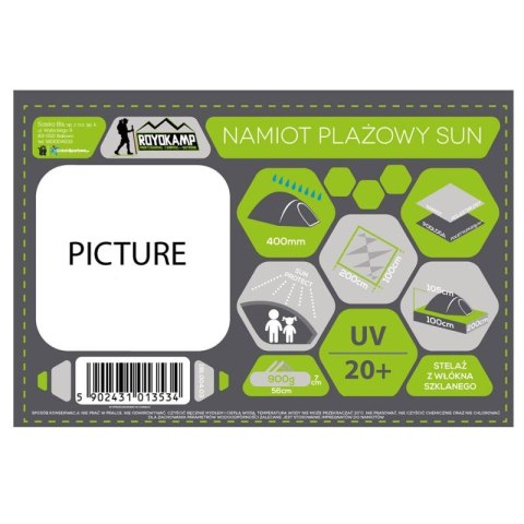 Namiot plażowy Sun 200x100x105 Royokamp 1013534