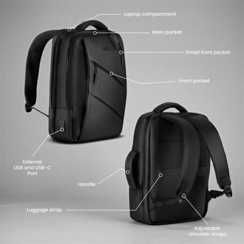 NC4502 PLECAK NA LAPTOP Z USB CZARNY NILS NILS CAMP