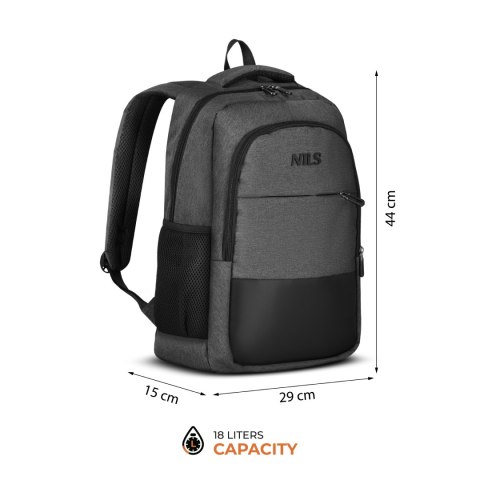 NC4503 PLECAK MIEJSKI Z USB SZARY NILS NILS CAMP