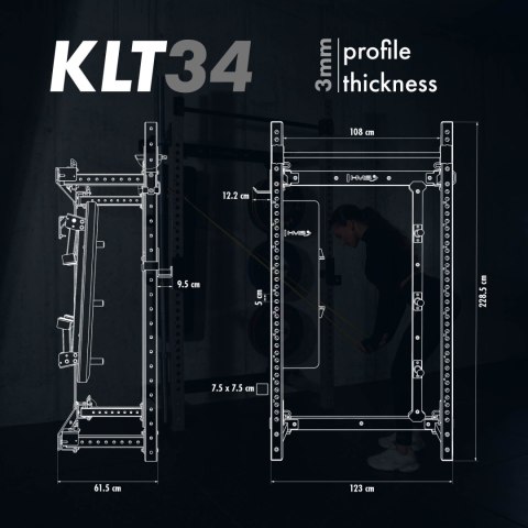 KLT34 WIELOFUNKCYJNA KLATKA TRENINGOWA SKŁADANA GREY HMS HMS
