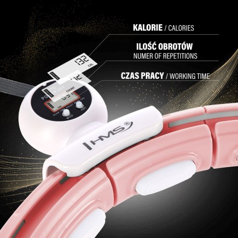 ZESTAW HULA HOP MAGNETYCZNY PINK HHM15 Z LICZNIKIEM HMS + PAS BR163 BLACK PLUS SIZE HMS