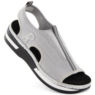 Komfortowe sandały wsuwane Rieker W RKR686 metallic Rieker