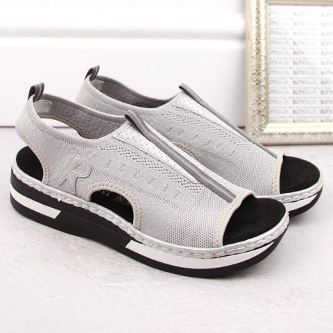 Komfortowe sandały wsuwane Rieker W RKR686 metallic Rieker