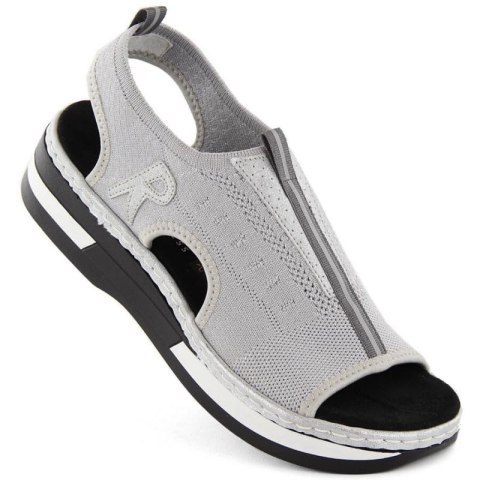 Komfortowe sandały wsuwane Rieker W RKR686 metallic Rieker