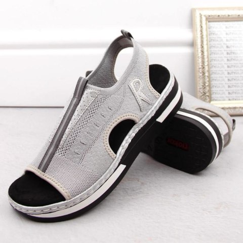 Komfortowe sandały wsuwane Rieker W RKR686 metallic Rieker