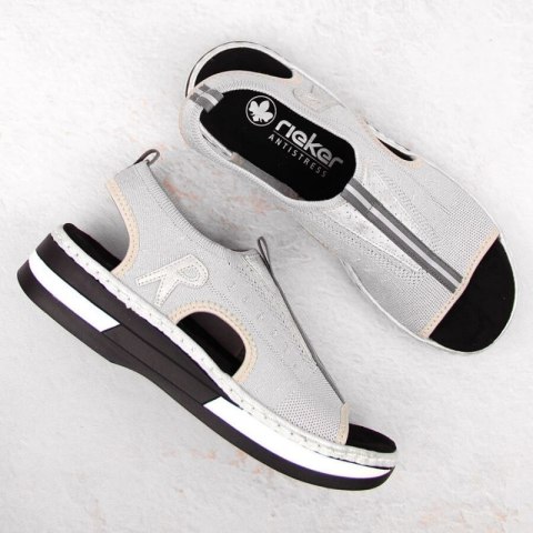 Komfortowe sandały wsuwane Rieker W RKR686 metallic Rieker