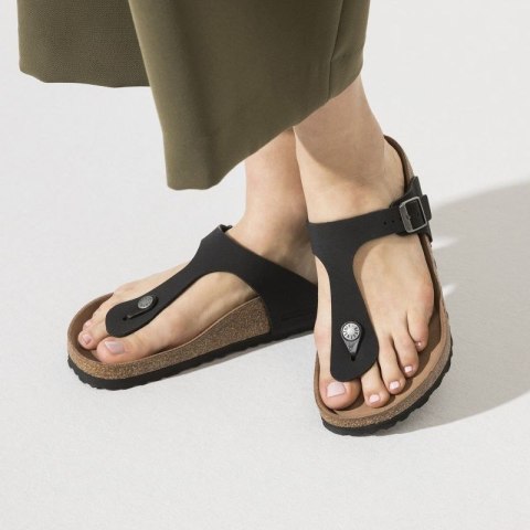 Japonki Birkenstock Gizeh Birko-Flor damskie Narrow Black na wąską stopę wegańskie czarne (1020487) Birkenstock