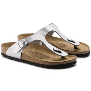 Japonki damskie Birkenstock Gizeh Birko-Flor srebrne regular szerokie (0043851) Birkenstock