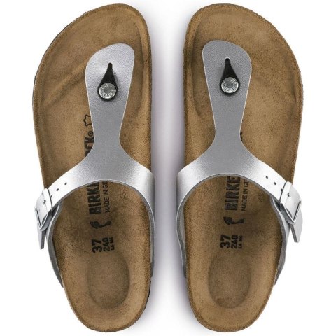 Japonki damskie Birkenstock Gizeh Birko-Flor srebrne regular szerokie (0043851) Birkenstock