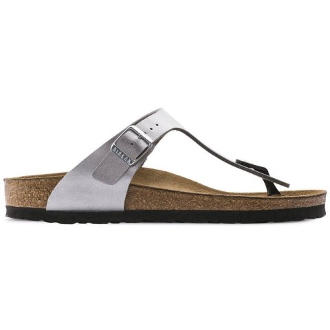 Japonki damskie Birkenstock Gizeh Birko-Flor srebrne regular szerokie (0043851) Birkenstock