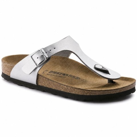 Japonki damskie Birkenstock Gizeh Birko-Flor srebrne regular szerokie (0043851) Birkenstock