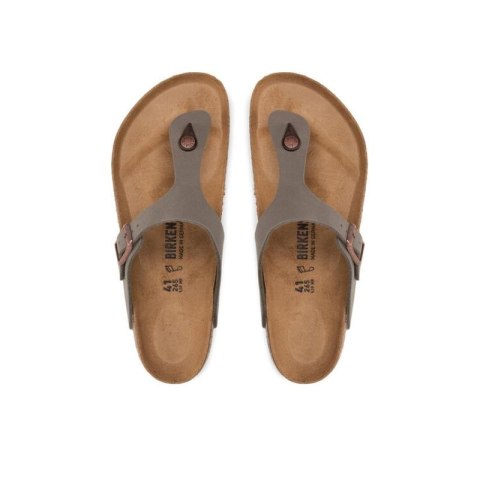 Japonki damskie szare-beżowe Birkenstock Gizeh Birko-Flor Nubuck Stone regular szerokie (43391) Birkenstock