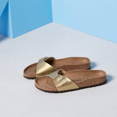 Klapki damskie Birkenstock Madrid Birko-Flor Gold regular szerokie złote (1016106) Birkenstock