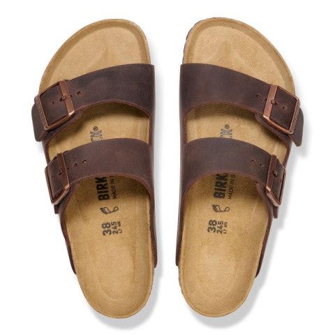 Klapki damskie/męskie brązowe Birkenstock Arizona Nubuk Habana narrow wąskie (52533) Birkenstock
