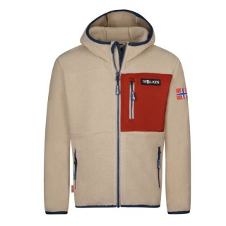 Kurtka polarowa dziecięca Trollkids Kids Aurlandsfjord Jacket rozpinana z kapturem beżowa (466-815) Trollkids