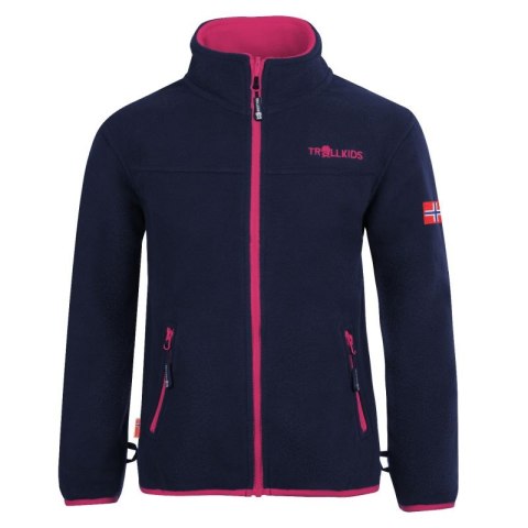 Kurtka polarowa dla dziewczynki Trollkids Girls Oppdal Jacket XT rozpinana granatowa/różowa (415-114) Trollkids