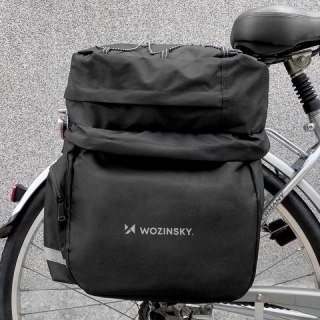 Wozinsky pojemna torba rowerowa 60 l na bagażnik (osłona przeciwdeszczowa w zestawie) czarny (WBB13BK) Wozinsky