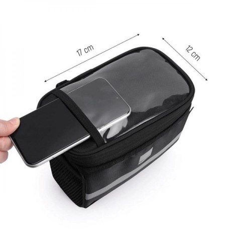 Wozinsky torba rowerowa na kierownicę z etui na telefon 2 l czarny (WBB12BK) Wozinsky