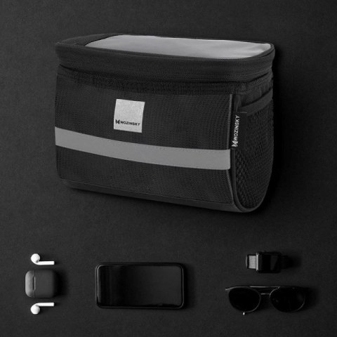 Wozinsky torba rowerowa na kierownicę z etui na telefon 2 l czarny (WBB12BK) Wozinsky