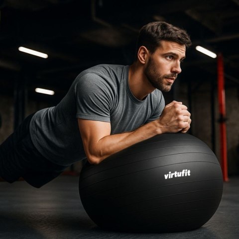 VIRTUFIT PIŁKA GIMNASTYCZNA ANTI-BURST PRO Z POMPKĄ SZARA 65 CM Virtufit