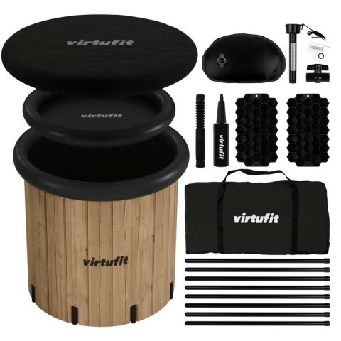 VIRTUFIT WANNA LODOWA XXL - 375 LITRÓW - IMITACJA DREWNA - Z AKCESORIAMI Virtufit