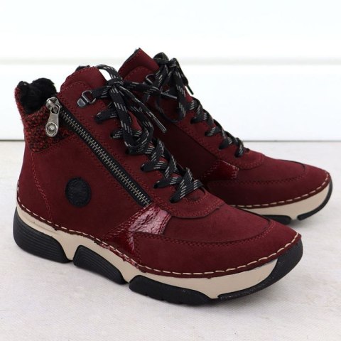 Botki damskie zamszowe bordowe Rieker 45960-35 Rieker