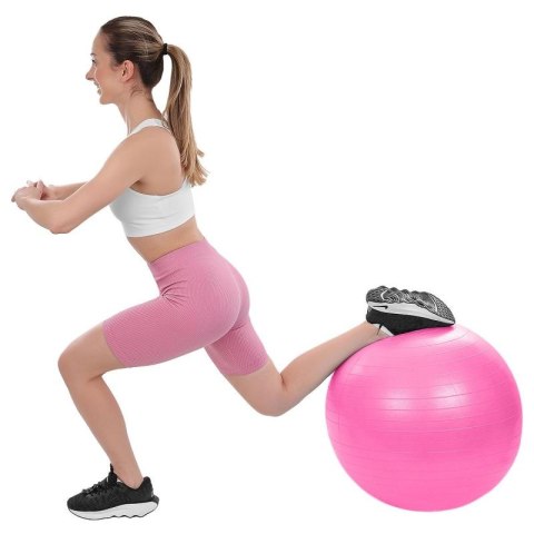 PIŁKA GIMNASTYCZNA DO ĆWICZEŃ FITNESS 65CM ANTIBURST RÓŻOWA