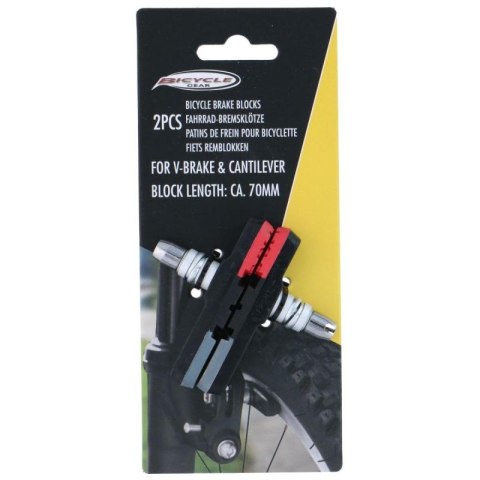 KLOCKI HAMULCOWE 2SZT MOCOWANIE NA NAKRĘTKI 3 RODZAJE GUM 70MM BICYCLE GEAR Bicycle Gear