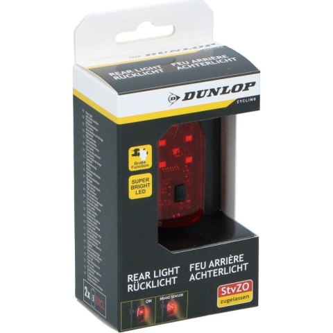 LAMPKA ROWEROWA NA TYŁ 5 LED FUNKCJA STOP CERTYFIKAT DUNLOP Dunlop