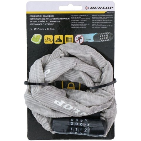 ZAPIĘCIE ROWEROWE DUNLOP ŁAŃCUCH NA SZYFR DŁ.120CM - SZARY Dunlop