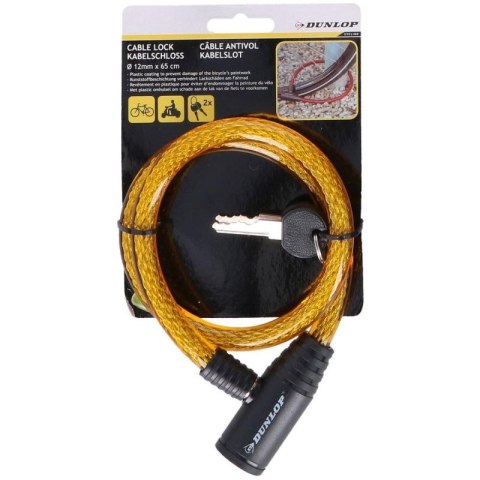 ZAPIĘCIE ROWEROWE DUNLOP SPIRALNE NA KLUCZ 1.2x65CM - ŻÓŁTE Dunlop