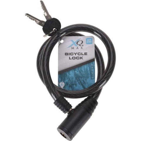 ZAPIĘCIE ROWEROWE XQMAX SPIRALNE NA KLUCZ 0,8x65CM CZARNE XQMAX