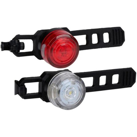 ZESTAW SILIKONOWYCH LAMP ROWEROWYCH LED PRZÓD I TYŁ OKRĄGŁE BLACK DUNLOP Dunlop