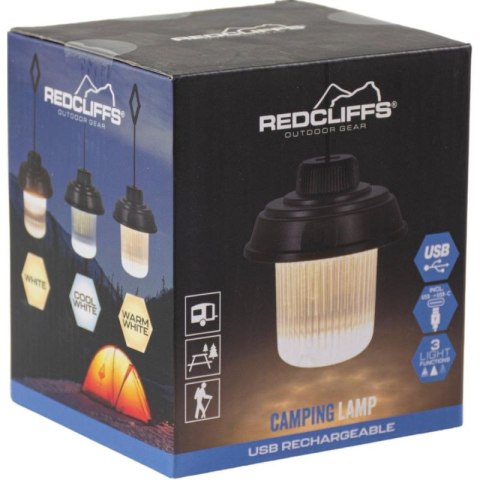 LATARKA LAMPA CAMPING USB 3 RODZAJE ŚWIATŁA REDCLIFFS CZARNY Redcliffs