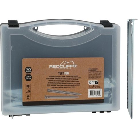 ŚLEDZIE DO NAMIOTU 23CM KPL. 20SZT METAL W WALIZCE REDCLIFFS Redcliffs