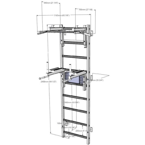 DRABINKA GIMNASTYCZNA REGULOWANY DRĄŻEK I PORĘCZ BENCHK 732W Benchk
