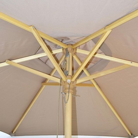 PARASOL OGRODOWY DREWNIANY 250CM SKŁADANY PIASKOWY