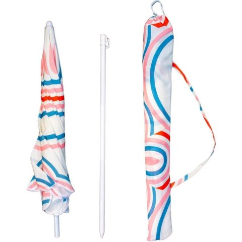 PARASOL PLAŻOWO OGRODOWY 160CM PASEK NIEBIESKO RÓŻOWY