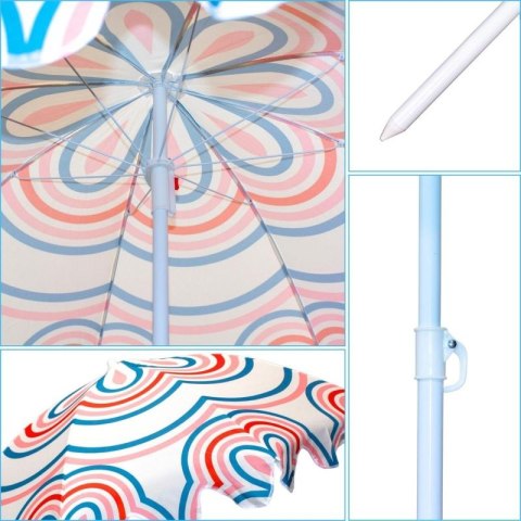 PARASOL PLAŻOWO OGRODOWY 160CM PASEK NIEBIESKO RÓŻOWY