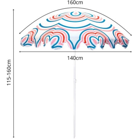 PARASOL PLAŻOWO OGRODOWY 160CM PASEK NIEBIESKO RÓŻOWY