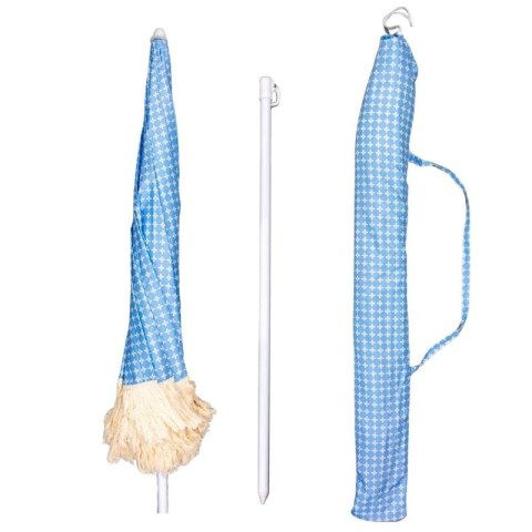 PARASOL PLAŻOWO OGRODOWY Z FRĘDZLAMI 174CM NIEBIESKI