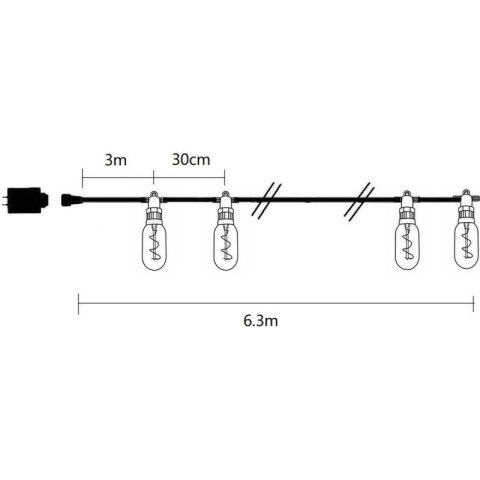 PARTY LIGHT GIRLANDA ZEWNĘTRZNA 12 ŻARÓWEK 12LED SPIRALNYCH 6,3M 230V