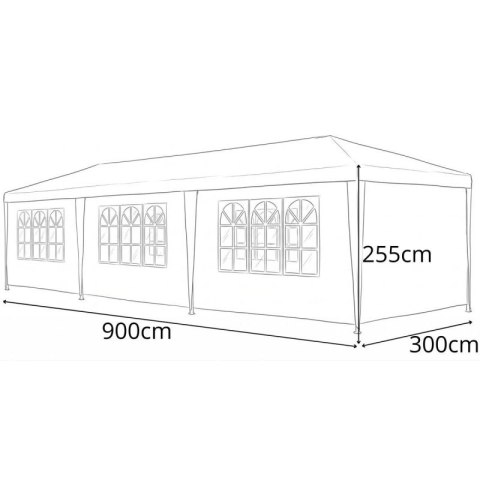 PAWILON NAMIOT OGRODOWY CATERINGOWY PE 9x3M + 8 ŚCIANEK BIAŁY