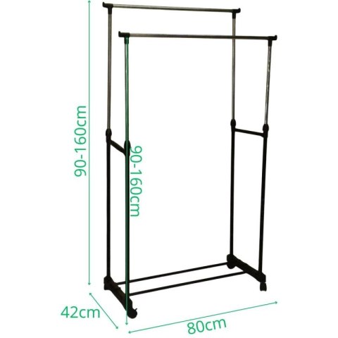 WIESZAK NA UBRANIA 80x42x90-160CM PODWÓJNY EXCELLENT HOUSEWARE