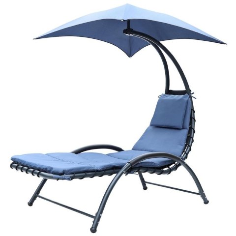 LEŻAK FOTEL Z PARASOLEM BERGAMO 200x125x180CM GRANAT