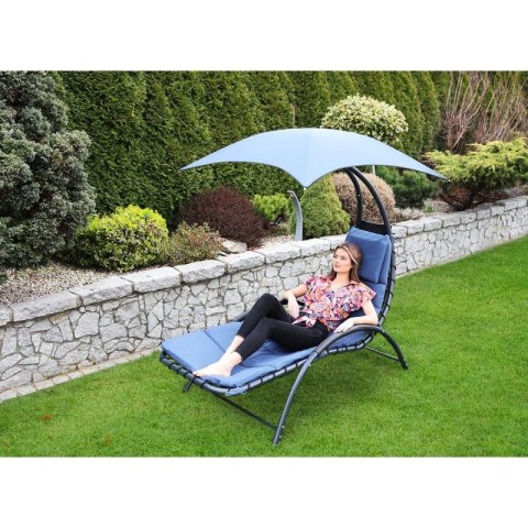 LEŻAK FOTEL Z PARASOLEM BERGAMO 200x125x180CM GRANAT