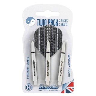 Harrows Twin Pack shafty Supergrip + piórka Supergrip (white) Harrows