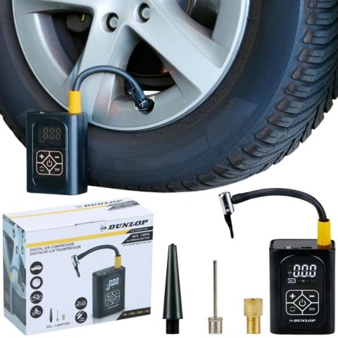 KOMPRESOR SAMOCHODOWY DUNLOP 150 PSI CYFROWA SPRĘŻARKA Z FUNKCJĄ POWERBANK Dunlop