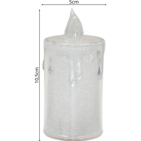 ŚWIECA DEKORACYJNA 10,5 CM TRANSPARENTA CIEPŁY BIAŁY 1 LED