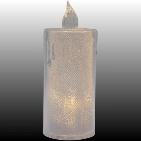 ŚWIECA DEKORACYJNA 12,5 CM TRANSPARENT CIEPŁY BIAŁY 1 LED